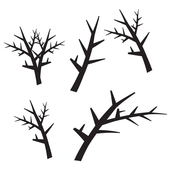 Dead tree silhouettes. Dying black scary trees forest vector ill — Stock Vector