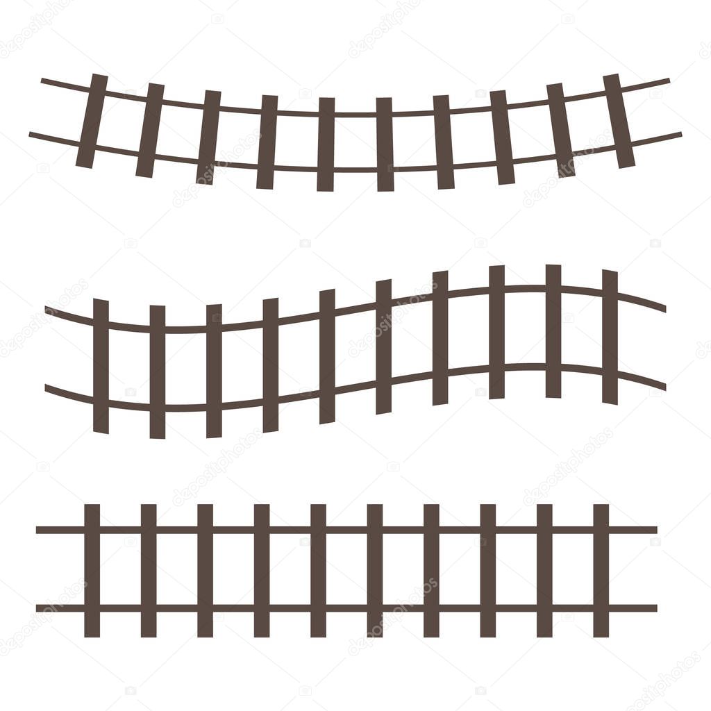 Vector railroad and railway tracks construction elements.