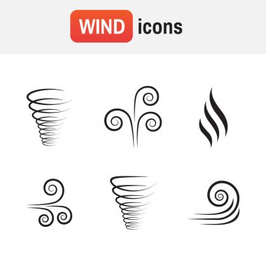 simge temiz hava. Rüzgar simgeler doğa, dalga akan, serin hava, iklim ve hareket