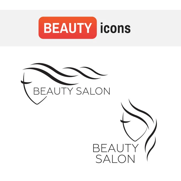 Logo de salon de beauté. Belle femme vecteur modèle de logo pour salon de coiffure — Image vectorielle