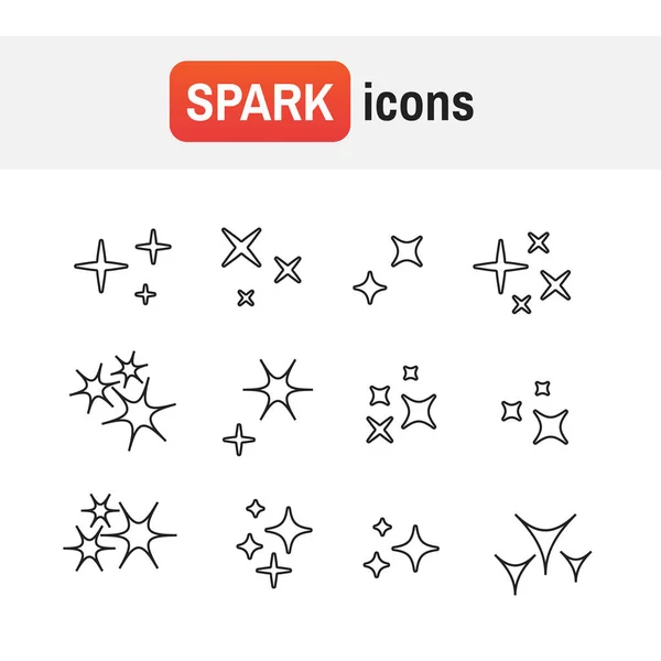 Icon Funkellinie. funkelt Zeilensymbole. Schwarz funkelt Symbolvektor — Stockvektor