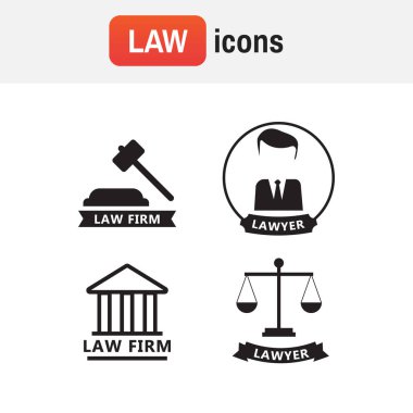 Simge avukat avukatlık. Avukat kavramı. Düz stil avukat simgeler. Avukat işareti ve simge vektör