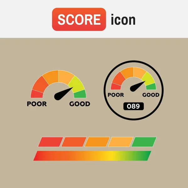 Indicador de crédito puntuación. Indicadores de puntaje de crédito y vectores — Vector de stock