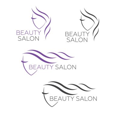 logo Kuaför kadın. Güzel bir kadın yüzü logo şablonu Kuaför salonu için