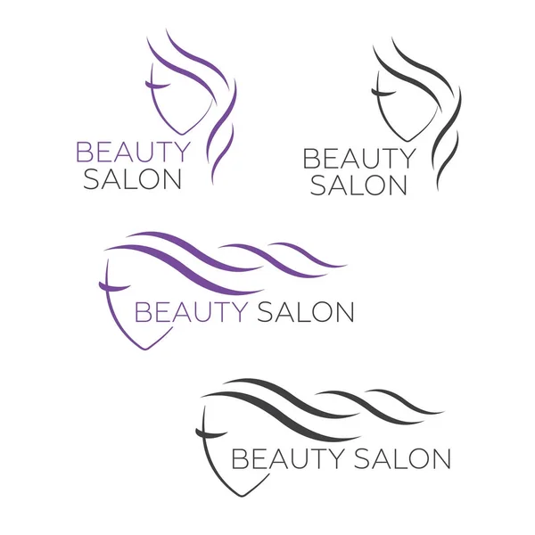 Logo mujer peluquera. Hermosa plantilla de logotipo de cara de mujer para salón de belleza — Vector de stock