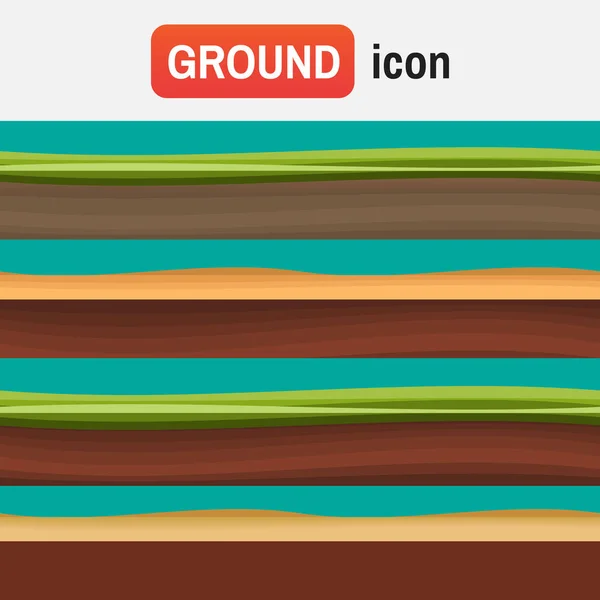 Vettore terreno del suolo. terreni, terreni e terreni diversi per i giochi di interfaccia utente del suolo — Vettoriale Stock