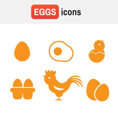 Piliç siluet yumurta. Yumurta vektör simgeler. Yumurta yemek, Kahvaltı