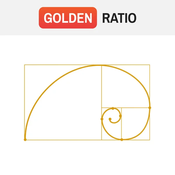 Gulden snede spiraal. Symbool van de gulden snede tattoo — Stockvector