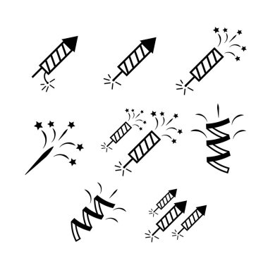 Havai fişek illüstrasyon ayarlayın. Havai fişek Icons set