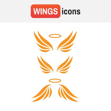 kanat kartal. Beyaz arka plan üzerinde izole kanat. Kanatları Icons set