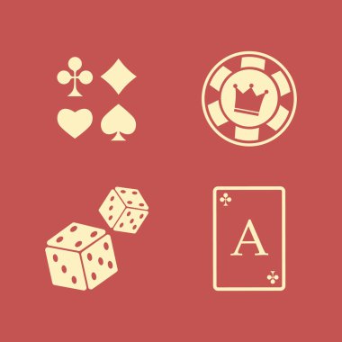 Poker kulübü ve kumarhane vektör işareti ayarlandı