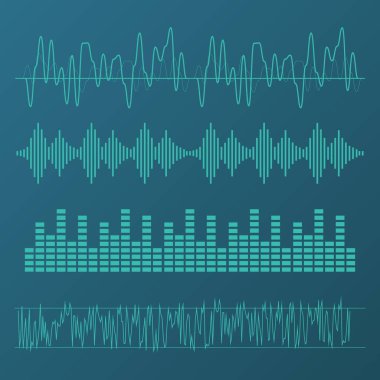 Ses dalgaları vektörü. Ses dalgaları düz bir şekilde işaret ve sembol verir