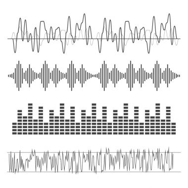Ses dalgaları vektörü. Ses dalgaları düz bir şekilde işaret ve sembol verir