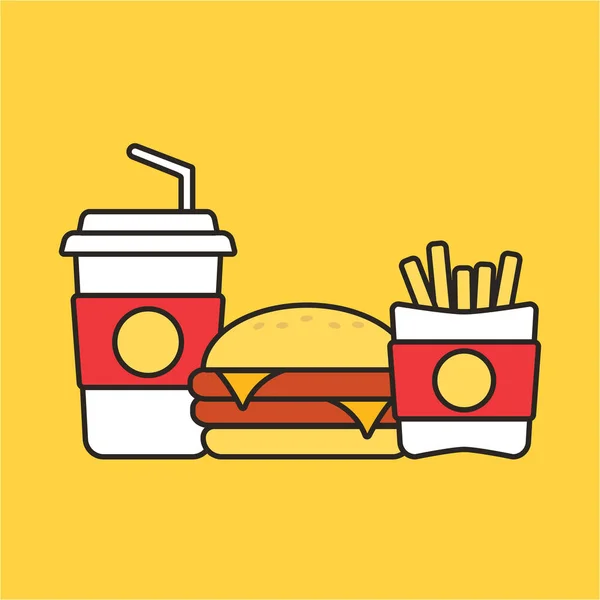 Fastfood, snacks en drankjes van platte vector iconen. De pictogrammen van de Fast-Food. S — Stockvector