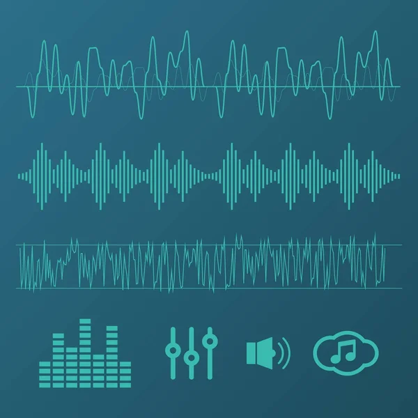 Signe et symbole des ondes sonores dans un style plat — Image vectorielle
