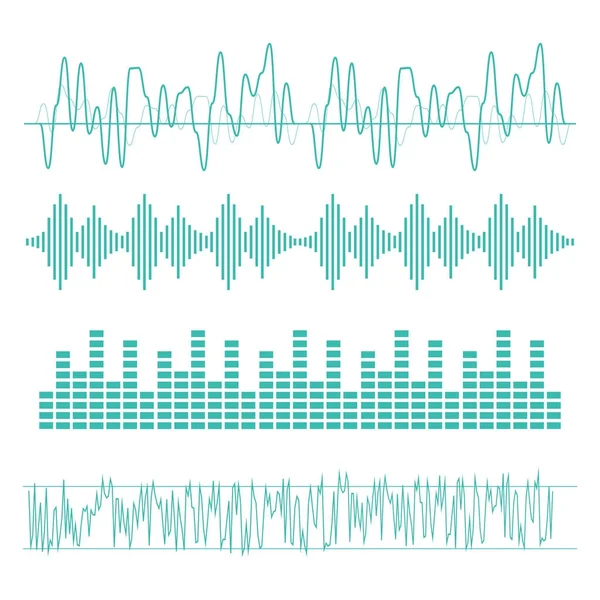 Vector de ondas sonoras. Signo de ondas sonoras y símbolo en estilo plano — Vector de stock