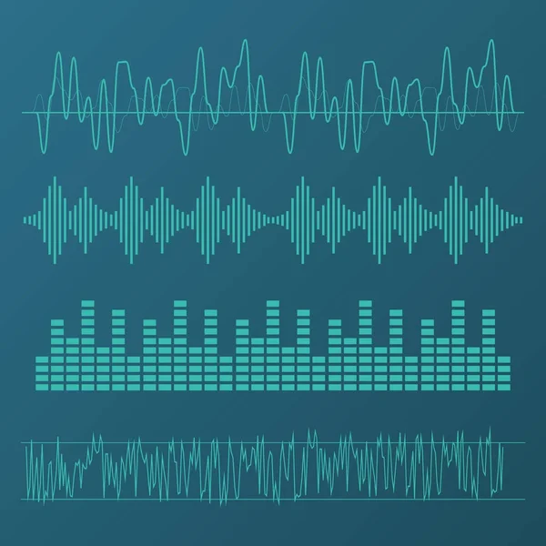 Ljudvågsvektor. Ljudvågor tecken och symbol i platt stil — Stock vektor