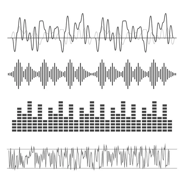 Vetor de ondas sonoras. Sinal de ondas sonoras e símbolo em estilo plano —  Vetores de Stock