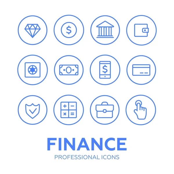 Financia iconos delgados. Finanzas iconos línea estilo vector — Vector de stock