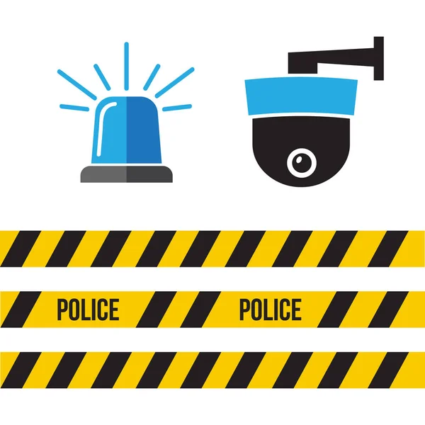 Siren police set. Police flasher or ambulance flasher icons in f — Stock Vector