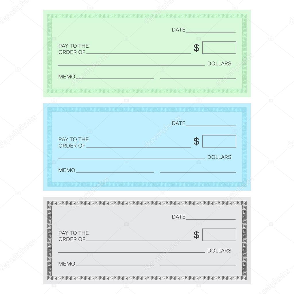 Blank check template. Check vector template. Banking check templ