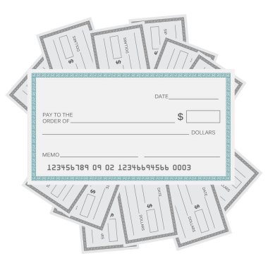 Boş Çek şablonu. Vektör şablonu alın. Bankacılık onay depo