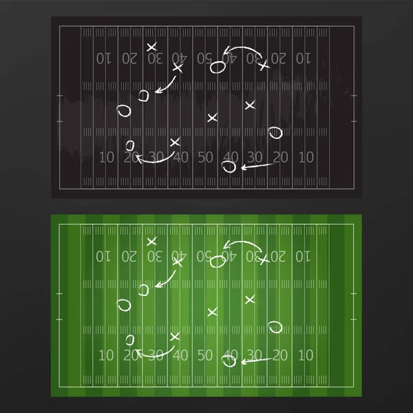 Plano de estratégia de jogo de futebol ou futebol isolado em blackboard sagacidade — Vetor de Stock