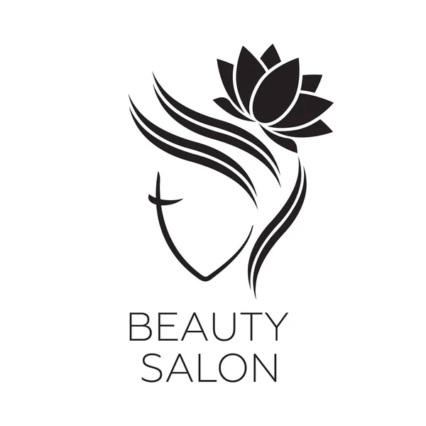 Hermosa plantilla de logotipo de mujer para peluquería, salón de belleza, cosmos — Archivo Imágenes Vectoriales