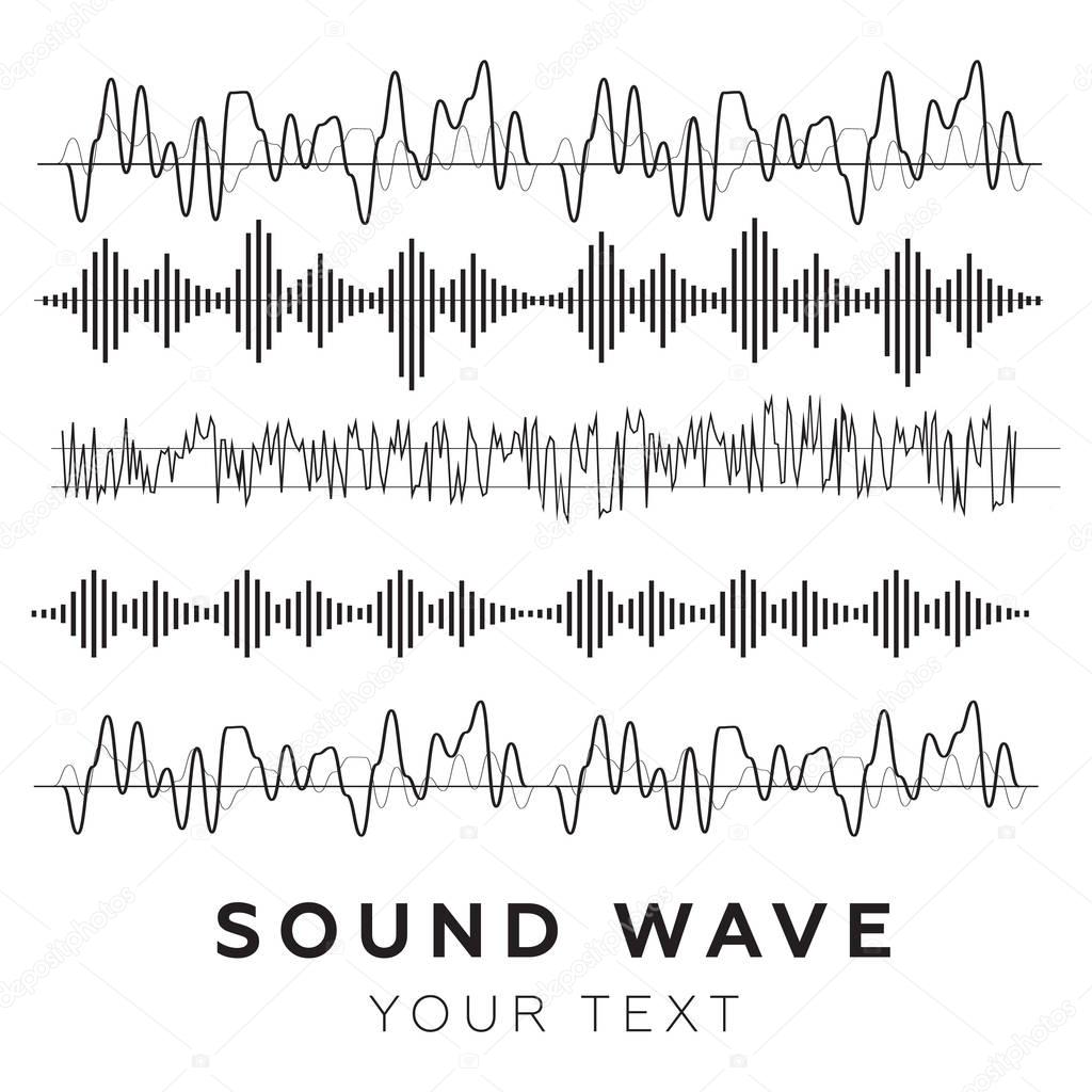 Sound waves vector. Sound waves sign and symbol in flat style