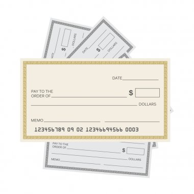 Boş Çek şablonu. Vektör şablonu alın. Bankacılık onay depo