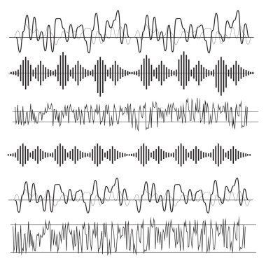 Ses dalgaları kavramı. Ses dalgaları vektör. Ses dalgaları işareti ve sy