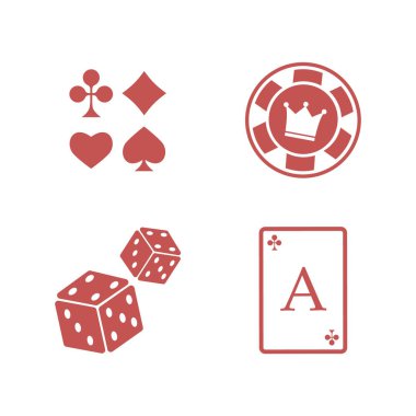 Poker kulübü ve kumarhane vektör işareti ayarlandı