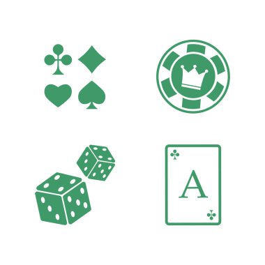 Poker kulübü ve kumarhane vektör işareti ayarlandı