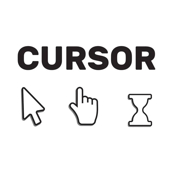 Pixel cursores ícones seta mão do mouse. Cursor de computador do rato. Han... — Vetor de Stock