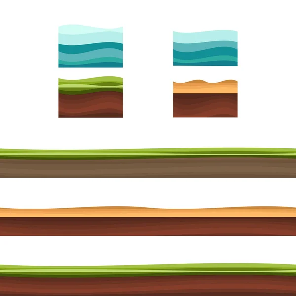 Nahtlose Böden, Boden und Gras für ui game Illustration eines s — Stockvektor