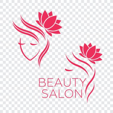 Kuaför salonu vektörü için kadın yüzü logo şablonu. Logo saç vektörü