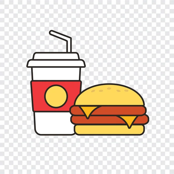Fast Food Snacks Und Getränke Flache Vektorsymbole Fastfood Ikonen Snacktaschen — Stockvektor