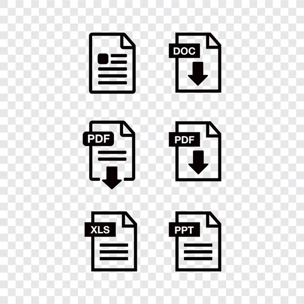 Fichier Icône Téléchargement Texte Document Information Format Web Symbole Ensemble — Image vectorielle