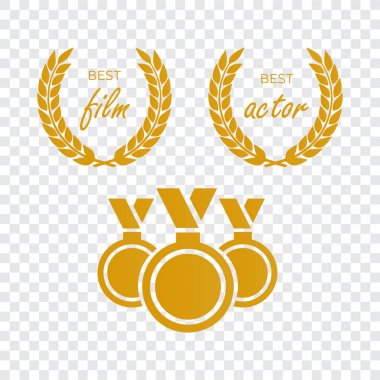 En iyi film Ödülü. Ödülü adaylığı vektör. En iyi film Ödülü madalya