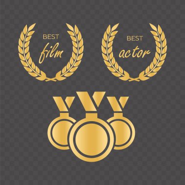 Vektör Altın Ödülü defne çelengi. Kazanan etiket, yaprak sembol victo