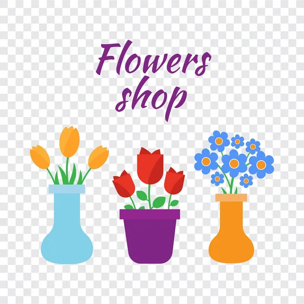 Spring Flowers Cute Vector Spring Flowers Icons Simple Flowers Vector — Stock Vector