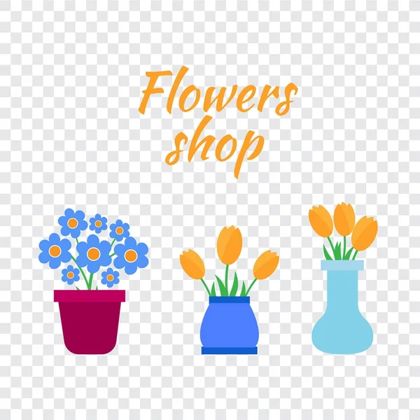 Spring Flowers Cute Vector Spring Flowers Icons Simple Flowers Vector — Stock Vector