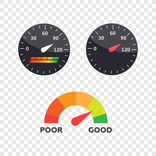 Guage Ikone Credit Score Indikatoren Und Messgrößen Vektor Eingestellt Score — Stockvektor