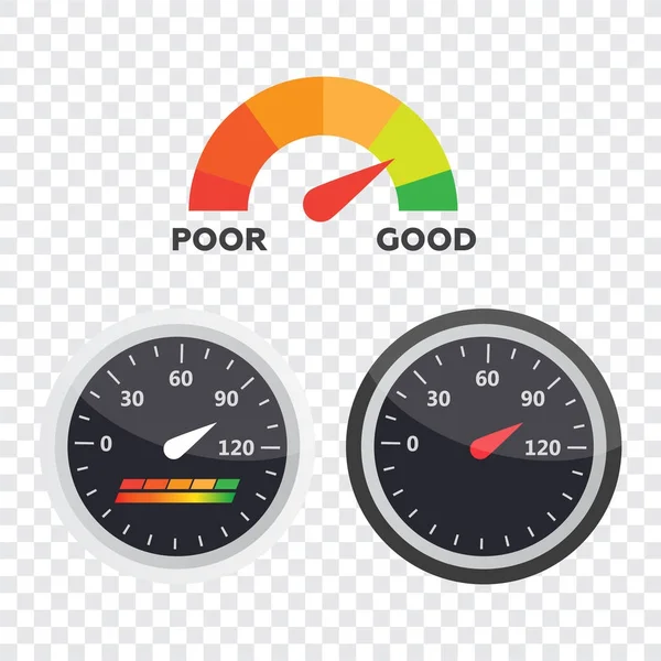 Guage Ikone Credit Score Indikatoren Und Messgrößen Vektor Eingestellt Score — Stockvektor