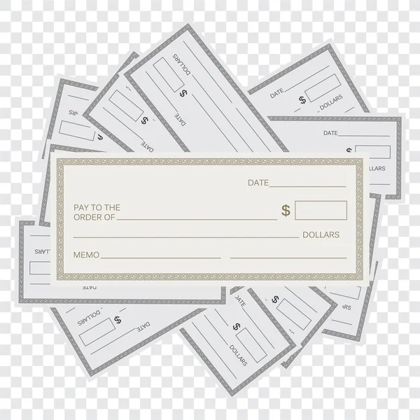 Plantilla de cheque en blanco. Comprobar plantilla de vector. Cheque bancario templ — Archivo Imágenes Vectoriales