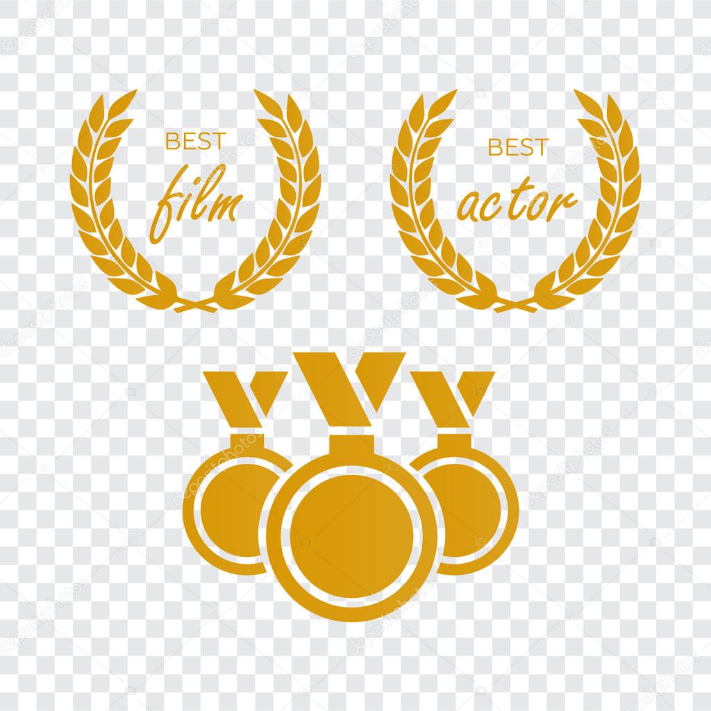 Awards for best film. Award nomination vector. Medal award for best movie