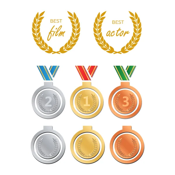 Premios Mejor Película Vector Nominación Premio Premio Medalla Mejor Película — Vector de stock