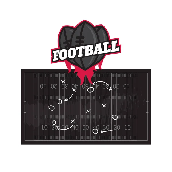足球或足球游戏策略计划在黑板上用粉笔擦过背景 足球或足球战略委员会 — 图库矢量图片