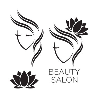 Kuaför, güzellik salonu, kozmetik salonu için güzel kadın logosu şablonu 