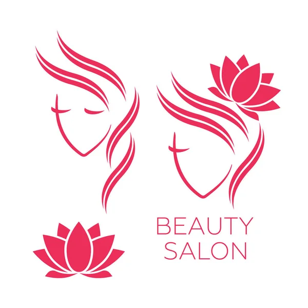 Hermosa Mujer Vector Logotipo Plantilla Para Peluquería Salón Belleza Procedimientos — Archivo Imágenes Vectoriales